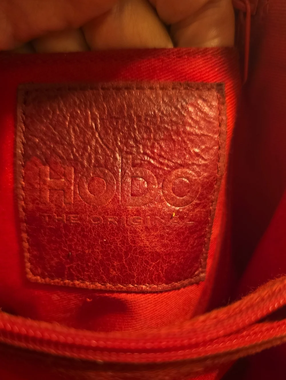 Hobo Black Leather Crossbody Bag with Red Lining